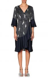 Dot Floral Crepe Wrap Dress by Timo at Barneys