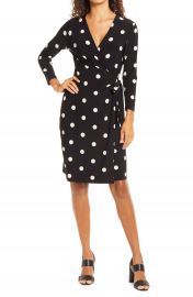 Dot Print Long Sleeve Wrap Dress   Nordstrom at Nordstrom