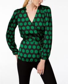 Dot-Print Wrap Top at Macys