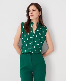 Dot Ruffle Button Sleeveless Top at Ann Taylor