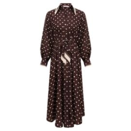Dot Tuck Midi Dress Chocolate Dot Online Zimmermann at Zimmermann
