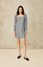 Dotted Houndstooth Square Neck Dress Pearl by Lela Rose at Pearl NYC