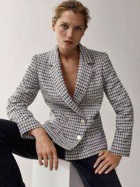 Double Breasted Check Blazer at Massimo Dutti