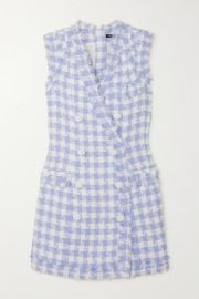 Double-Breasted Checked Tweed Mini dress by Balmain at Net A Porter