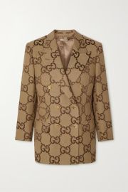 Double Breasted Cotton Blend Canvas Jacquard Blazer by Gucci at Net A Porter