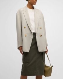 Double-Breasted Crepe Boyfriend Blazer at Neiman Marcus