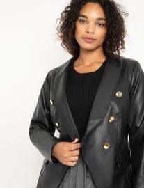 Double Breasted Faux Leather Blazer  Women39s Plus Size Coats  Jackets at ELOQUII