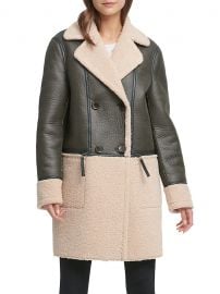 Double-Breasted Faux Shearling Peacoat by DKNY at The Bay