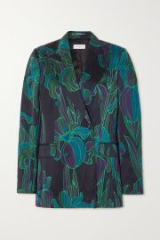 Double Breasted Floral Print Blazer by Dries Van Noten at Net a Porter