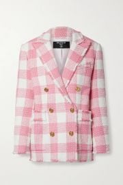 Double-Breasted Fringed Gingham Tweed Blazer by Balmain at Net A Porter