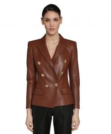 Double-Breasted Leather Blazer by Alexandre Vauthier  at Luisaviaroma