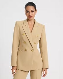 Double Breasted Long Slim Blazer in Signature Stretch at Express