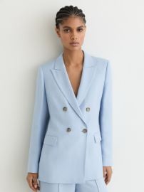 Double-Breasted Peak-Lapel Suit Jacket in Blue at Reiss
