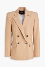 Double Breasted Pinstriped Wool Blend Twill Blazer at The Outnet