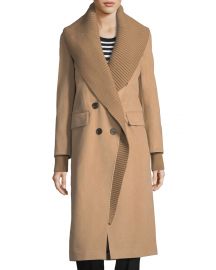 Double-Breasted Rib-Collar Coat at Bergdorf Goodman