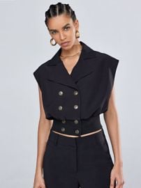 Double-Breasted Sleeveless Jacket - Gabrielle Union Collection at New York & Company