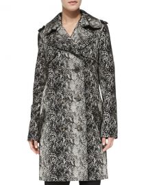 Double-Breasted Snake-Print Trenchcoat at Neiman Marcus