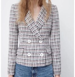 Double Breasted Textured Weave Jacket at eBay