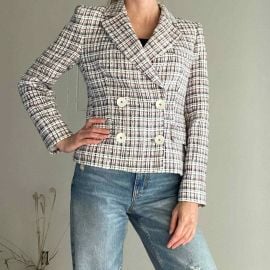 Double Breasted Textured Weave Jacket at eBay