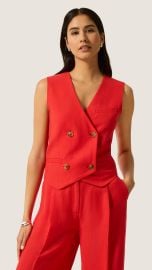 Double-Breasted Waistcoat in Viscose Linen Women39s Vests Argent at Argent