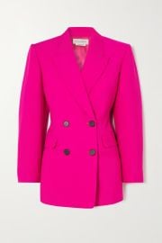 Double-Breasted Wool Blazer in Bright Pink by Alexander McQueen at Net A Porter