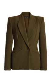 Double-Breasted Wool Crepe Blazer Jacket By Sergio Hudson at Moda Operandi