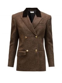 Double Breasted Wool Tweed Blazer by Saint Laurent at Matches