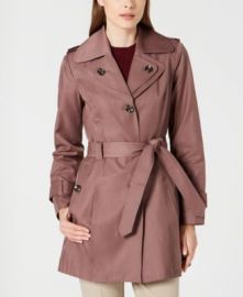 Double Collar Hooded Water-Resistant Trench Coat at Macys