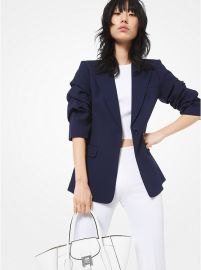 Double Crepe-Sable Crushed-Sleeve Blazer by Michael Kors at Michael Kors