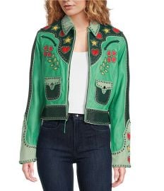 Double D Ranch Rangeland Romance amp Rustlers Rosie Western Printed Open Front Long Sleeve Jacket Dillardx27s at Dillards