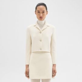 Double-Face Wool-Cashmere Cropped Blazer at Theory