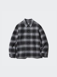 Double Faced Shirt Jacket in Grey at Uniqlo