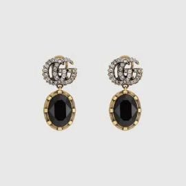 Double G Earrings with Black Crystals by Gucci at Gucci