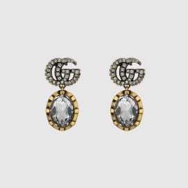 Double G Earrings with Crystals by Gucci at Gucci