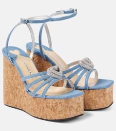 Double Heart denim wedges at Mytheresa