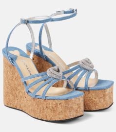 Double Heart denim wedges in blue - Mach Mach at Mytheresa