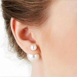 Double Pearl Stud Earrings by Sonja at Sonja