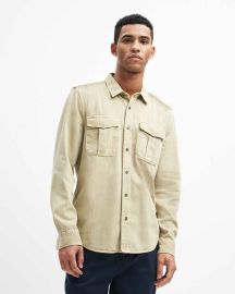 Double Pocket Military Shirt With Epaulettes In Sand 7 For All Mankind at 7 For All Mankind