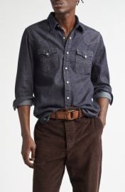 Double RL Buffalo West Slim Fit Denim Western Snap-Up Shirt at Nordstrom