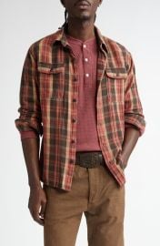 Double RL Plaid Cotton Twill Work Shirt at Nordstrom