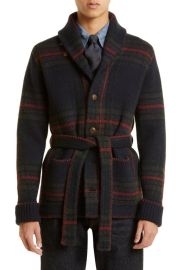 Double RL Plaid Wool Linen Cardigan at Nordstrom