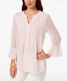 Double Ruffle Solid Pintuck Top at Macys