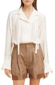 Double Tie Stripe Silk Jacquard Blouse at Nordstrom