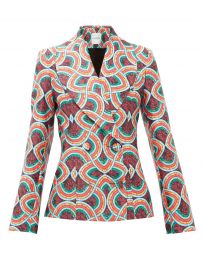 Double-breasted marble-print satin-faille jacket at Matches