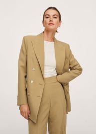 Double-breasted suit blazer -  Women   USA at MANGO