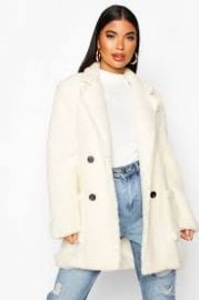 Double breasted teddy coat at Boohoo