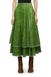 Double layer skirt in denim Grass - LOEWE at Loewe