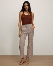 Dova Plaid Wide-Leg Pant in Burgundy | Veronica Beard at Veronica Beard