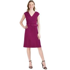 Dr Collection - Belted V Neck Dress - Burgundy Size 8 Target at Target