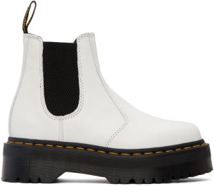 Dr Martens 2976 Ankle Boots in White at ssense